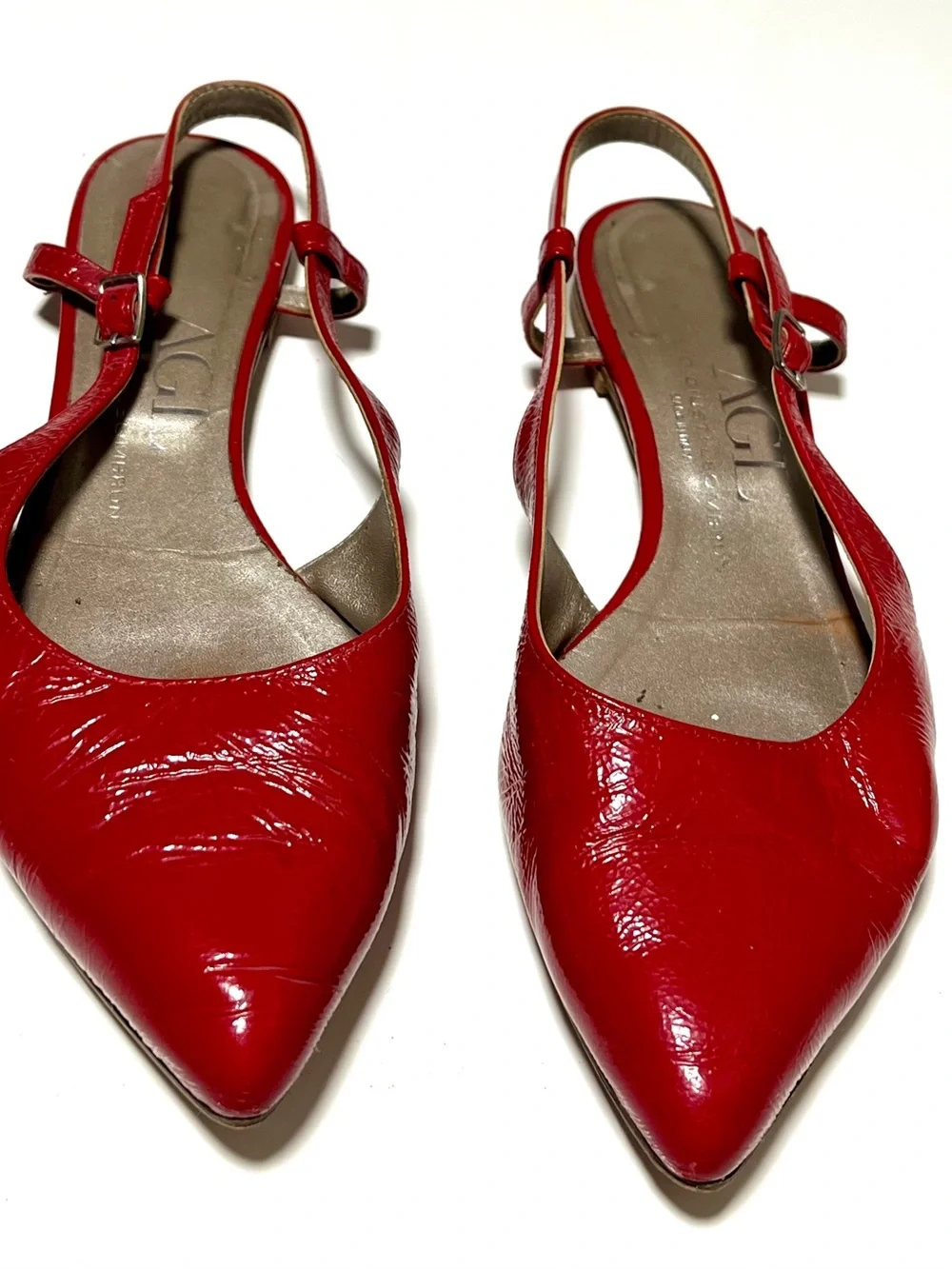 AGL Red Italian Leather Flats